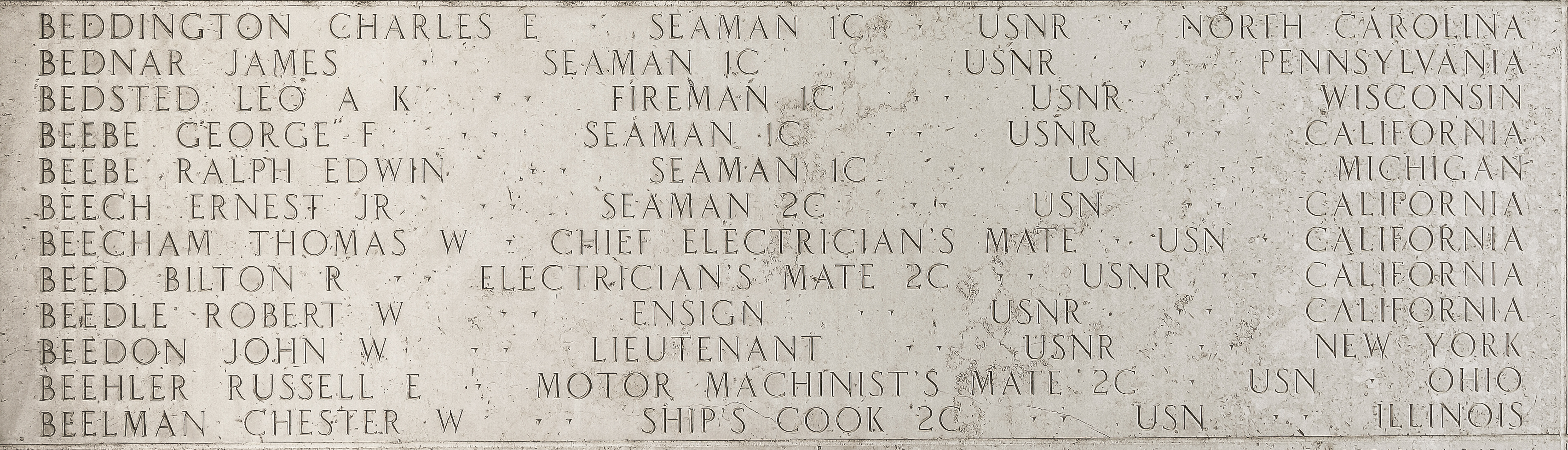 Chester W. Beelman, Ship's Cook Second Class